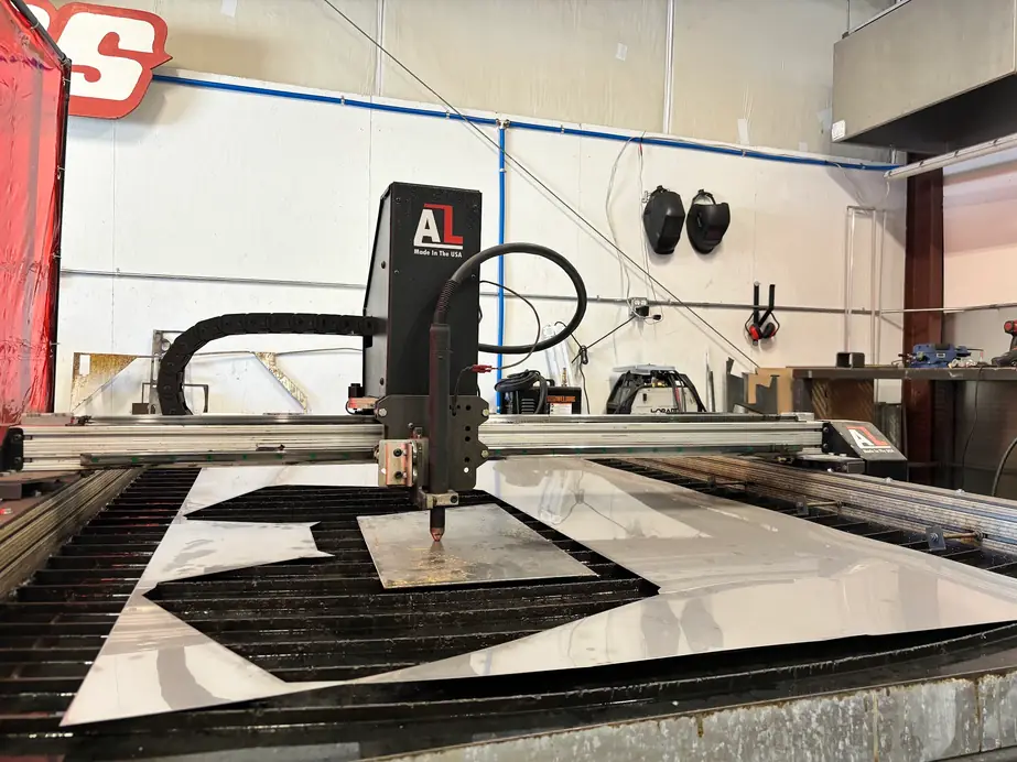 The plasma cutting table in the Jacobs and Rhodes sheet-metal shop